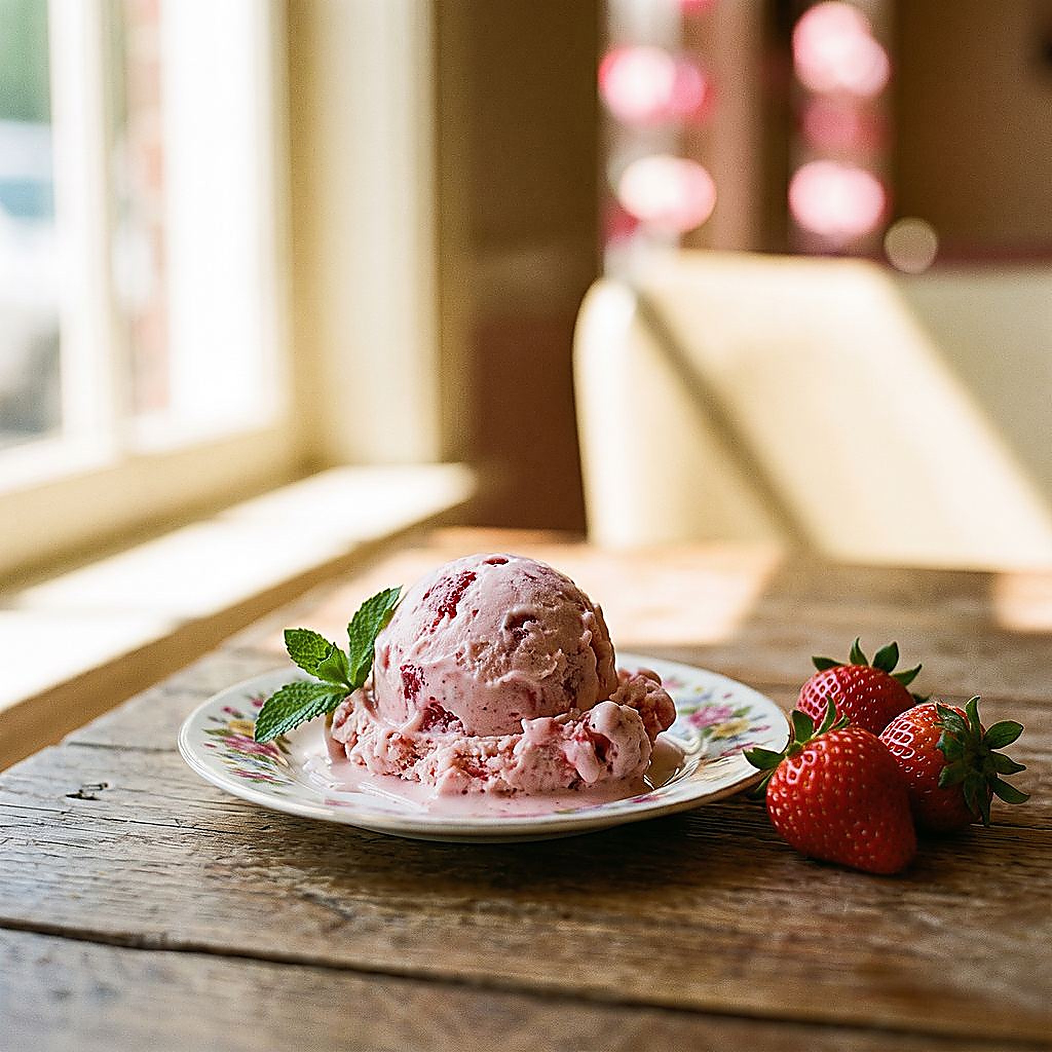 Strawberry ice cream scoop