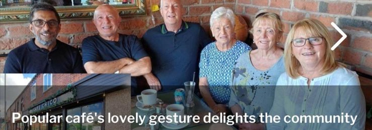Owner Aaliyah with five regular customers at Café Chico — featured in The Bolton News